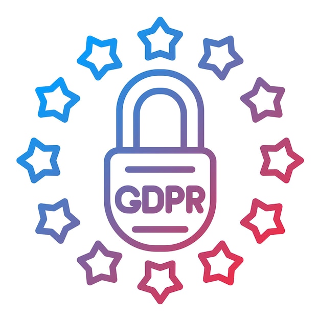 Vector vectorbeeld van het icoon van de rechtszaak van de gdpr kan worden gebruikt voor de gdpr