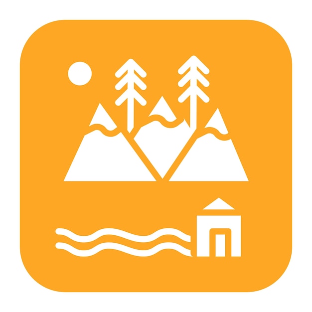 Vectorbeeld van het icoon van de ski-lodge Kan worden gebruikt voor het ski-resort