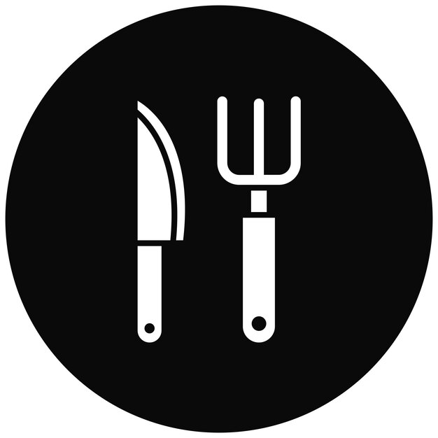Vectorbeeld van het icoon van de vork en het mes Kan worden gebruikt voor Street Food