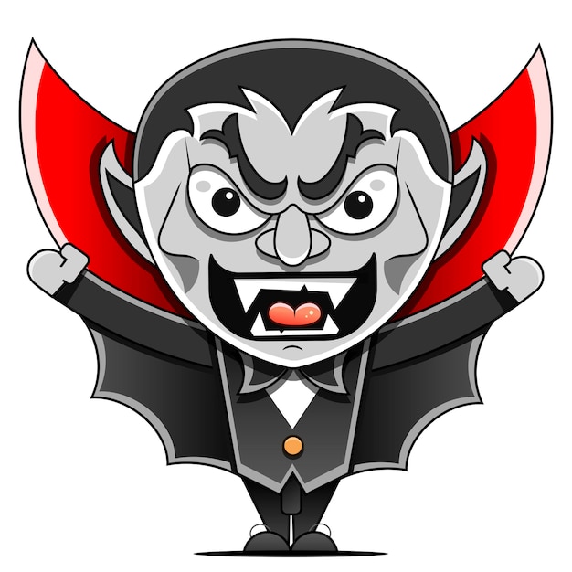 Vectorbeeldverhaalillustratie van de griezelige vampier, graaf Dracula. Geweldig voor Halloween.