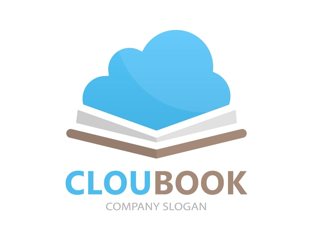 Vector vectorboek- en cloudlogo-concept