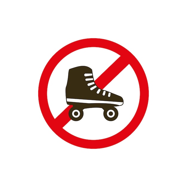 vectorbord dat het gebruik van rolschaatsen verboden is