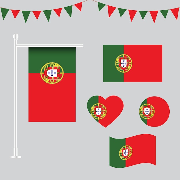 Vector vectorcollectie van emblemen en iconen van portugal in verschillende vormen