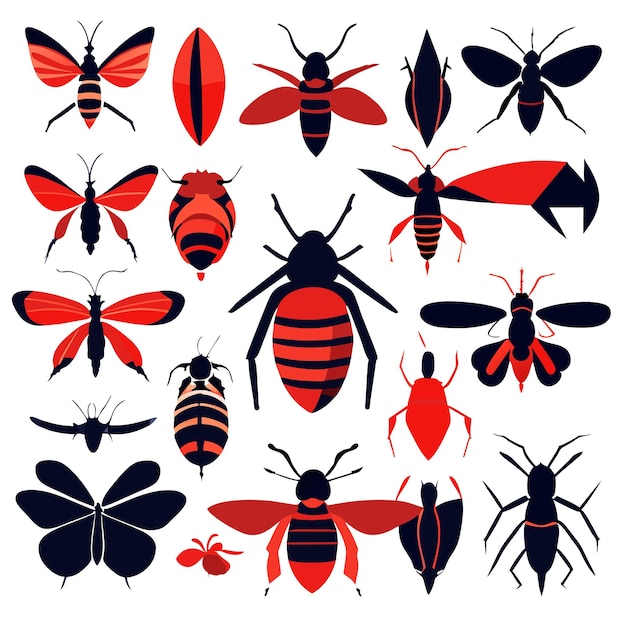 Vectorcollectie van kleine insectenafbeeldingen