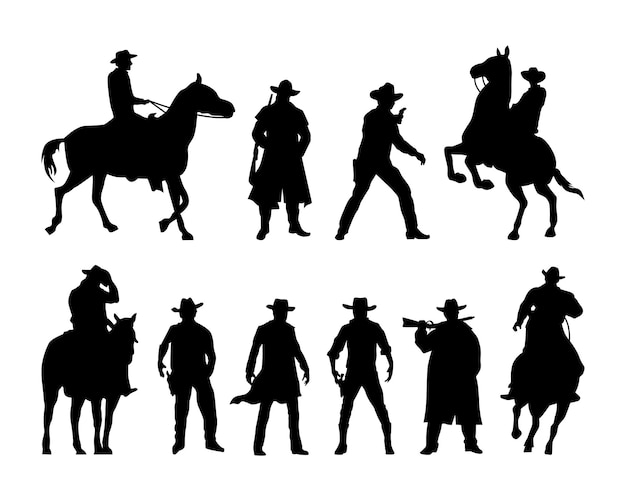 Vectorcowboy zwart silhouet