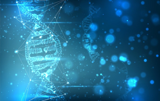 Vectordeel van het menselijke dna 3d driehoekige abstracte stijl