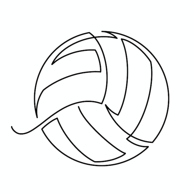 Vector vectordoorlopende volleybalillustratie met één regel