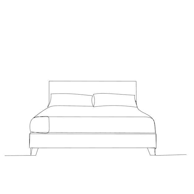 Vector vectordrawing a single continuous line bed