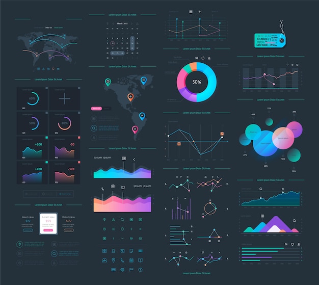 Vector vectorelementen van infographics en gebruikersinterface