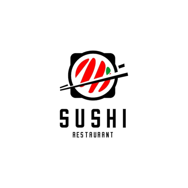 Vectorembleem van sushi en eetstokjerestaurant