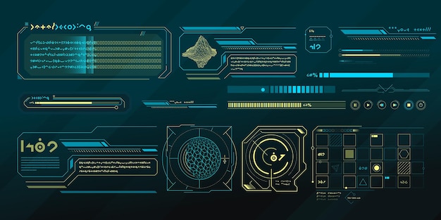 Vectorgegevenselementen voor scifi-interface-infographics