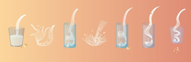 Vectorglas sojamelk met sojabonen. vegan alternatieve biologische melk splash giet in glas