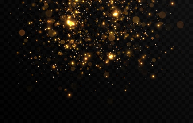Vectorgoud glinstert op een geïsoleerde transparante achtergrond Atomisering van gouden stofdeeltjes png