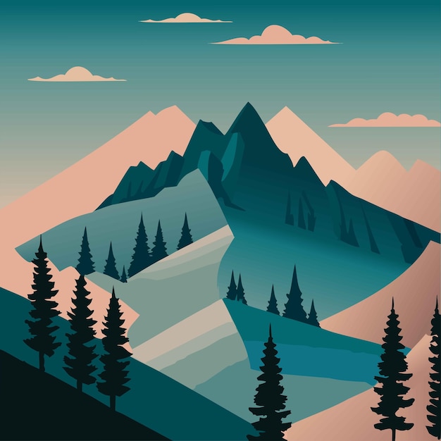 Vectorgradiënt berglandschap