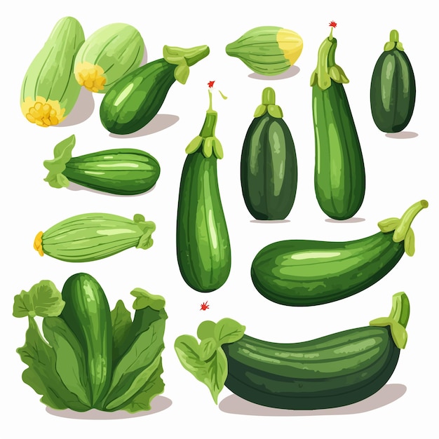 Vectorgrafiek van een Courgette met een gestreepte lijnrand