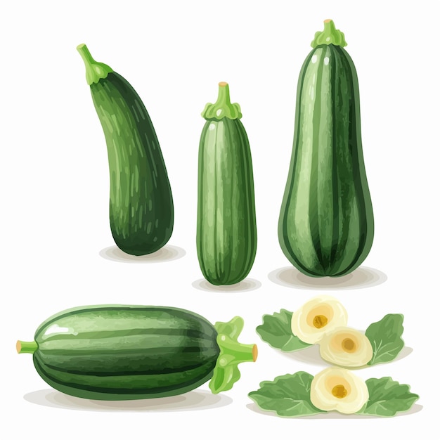 Vectorgrafiek van een courgette met een gestructureerde achtergrond