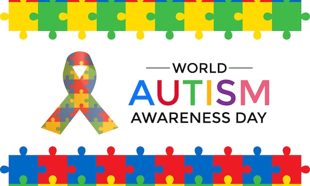 Vectorgrafiek van een kleurrijke puzzel Wereld Autisme Awareness Day social media post banner design