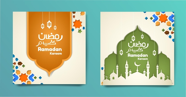 Vectorgroet ramadan poster met kleurrijk ontwerp en islamitische decoratie