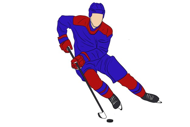 Vectorhockey speler grafische puck silhouet illustratie skate hockey ijshockey