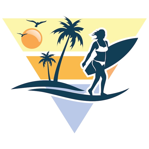 Vectorillustratie 06 van het logo van Summer Surfing