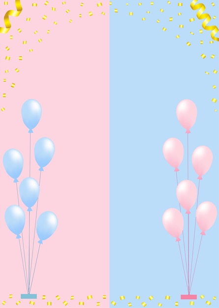 Vectorillustratie Achtergrond op een genderfeestje met ballonnen