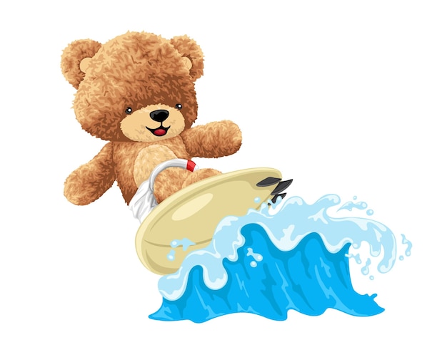 Vectorillustratie cartoon schattige teddybeer in surfen