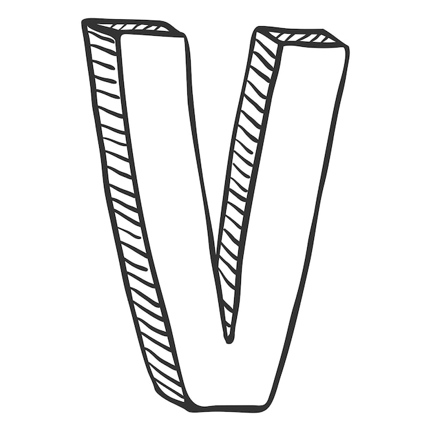 Vectorillustratie doodle schets de letter V