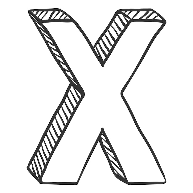 Vectorillustratie doodle schets de letter X