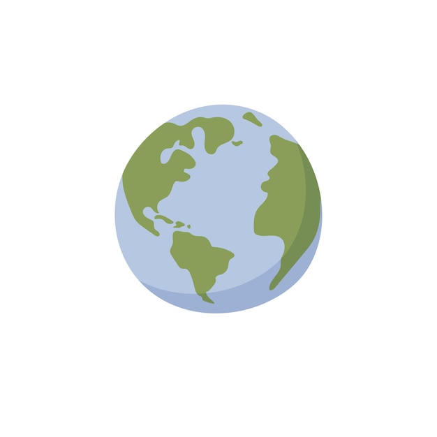 Vectorillustratie earth globe met continenten en oceanen icoon van de wereld of planeet getekend geïsoleerd op een witte achtergrond