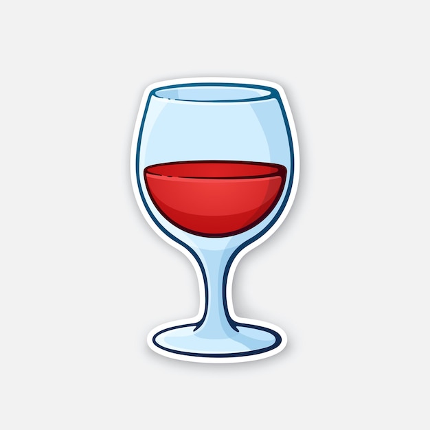 Vectorillustratie Een glas rode wijn Glazen beker alcohol drinken Sticker in cartoon-stijl