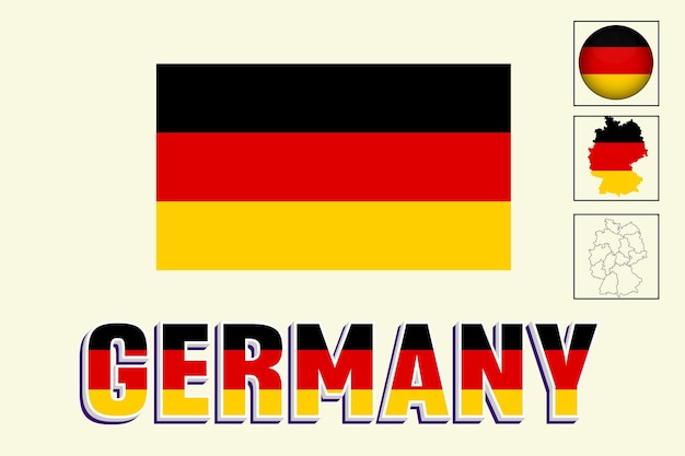 Vectorillustratie en kaart van de vlag van Duitsland
