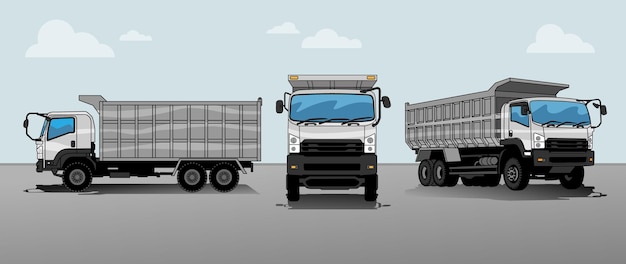 Vector vectorillustratie grote vrachtwagen met ladingsdozen