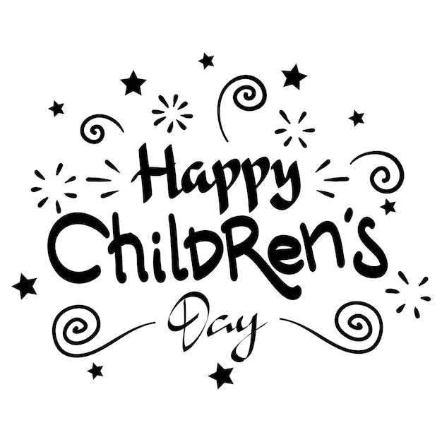 Vectorillustratie happy children's day handgeschreven belettering happy children's day typografie vector design voor wenskaarten en poster design sjabloon viering