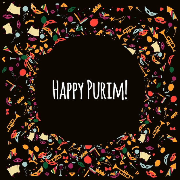 Vectorillustratie Happy Purim carnaval set ontwerpelementen