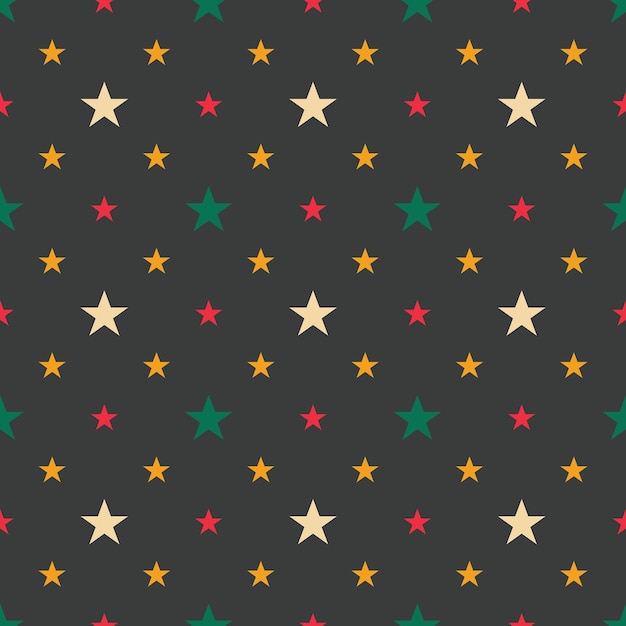 Vectorillustratie herhalen patroon met sterren in traditionele Afrikaanse kleuren op een zwarte achtergrond