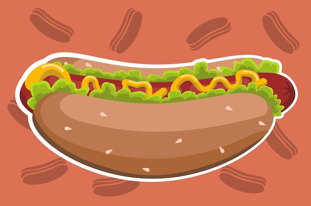 vectorillustratie hotdog met worst is heerlijk en smakelijk