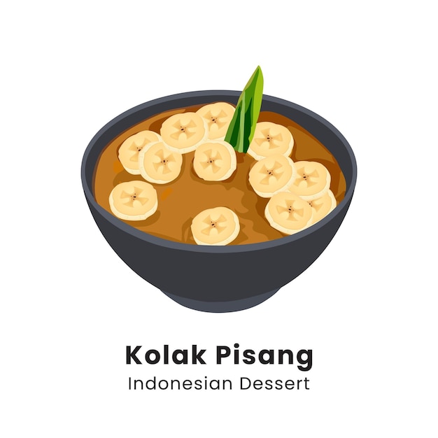 Vector vectorillustratie indonesisch traditioneel dessert kolak pisang of bananencompote