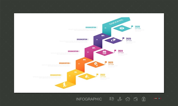 Vectorillustratie, infographicsontwerp, sjabloon, marketing, informatie, met 5 opties of stappen