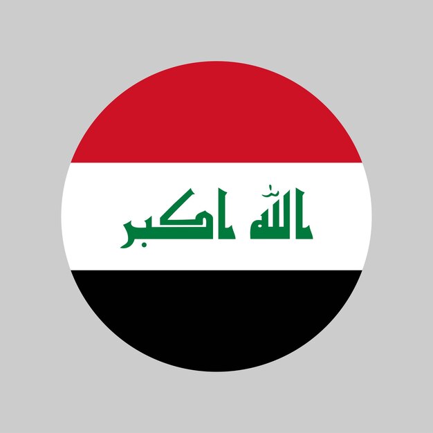 Vectorillustratie Irak vlagpictogram geïsoleerd op witte achtergrond Ronde nationale vlag van Irak Vlag b