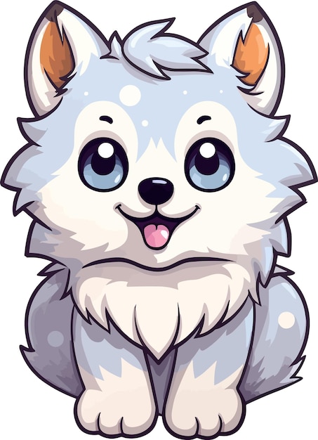 vectorillustratie kawaii Wolf cartoon sticker