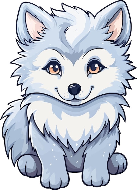 vectorillustratie kawaii Wolf cartoon sticker