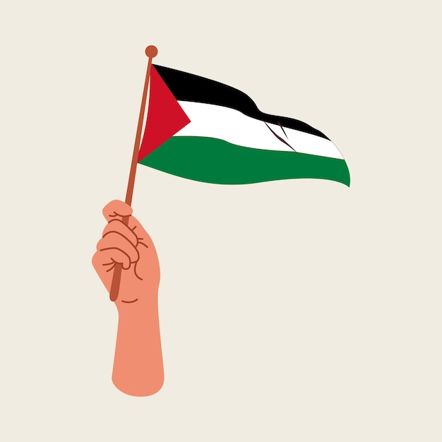 Vector vectorillustratie met de palestijnse vlag in de hand