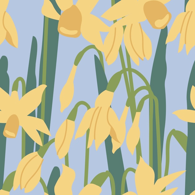 Vectorillustratie met narcissen bloemen Bloemen krans Naadloze patroon Bloemen achtergrond voor cosmetica verpakking