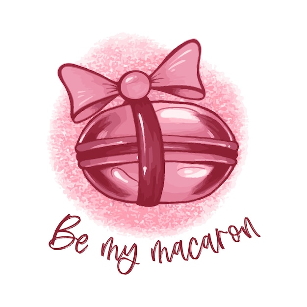 Vectorillustratie met vrouwelijk grappig citaat Be my macaron Frans gebak macaron