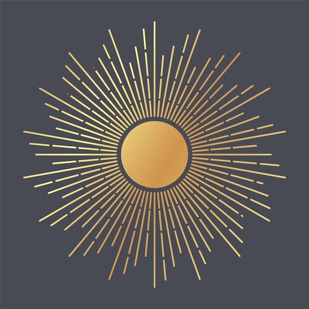 Vectorillustratie met zon in mystieke stijl voor tarotkaart