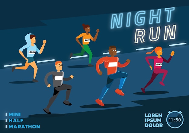 vectorillustratie nacht marathon poster uitvoeren