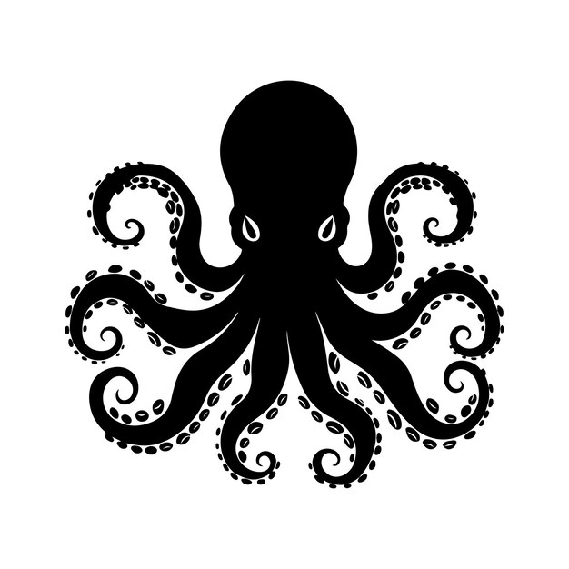 Vectorillustratie octopus prachtig geschilderde octopus zwarte lijnen op een witte achtergrond