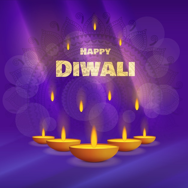 Vectorillustratie op het thema van de vakantie Diwali. Deepavali licht- en vuurfeest.