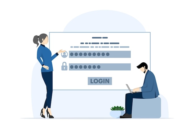 vectorillustratie over accountlogin en wachtwoord of concept van cybersecurity
