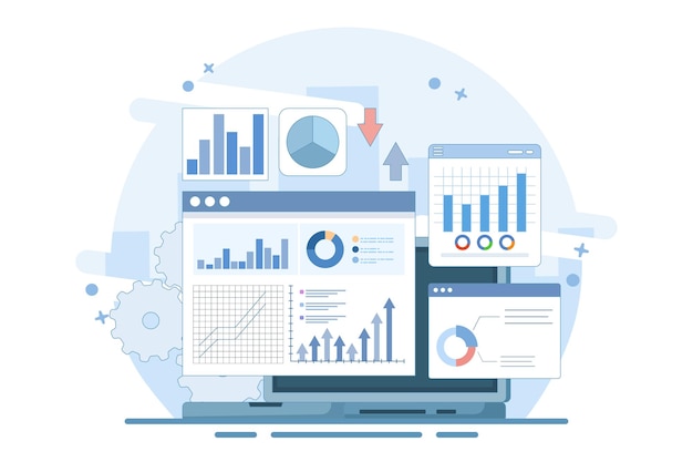 vectorillustratie over Business Graph Information Report Analysis of Business Data Analysis